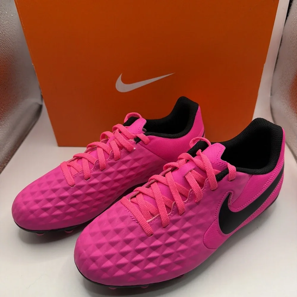 Nike Jr Legend Tiempo 8 Club FG/MG Youth Soccer Cleats. Pink Blast/Black Size 4Y